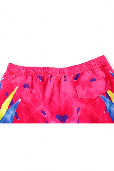 Cool Colorful Ombre Color Guys Beach Red Swim Trunks with Liner