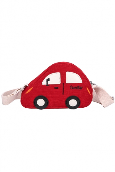 Cute Cartoon Car Shape Mini Canvas Crossbody Bag for Kids 20*5*12 CM