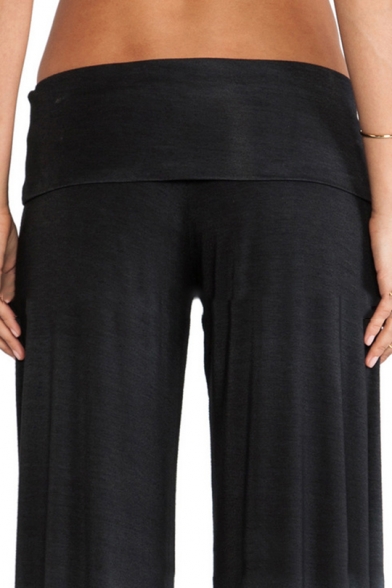 New Stylish Ombre Color Women's Black Cotton Casual Baggy Wide Leg Palazzo Pants