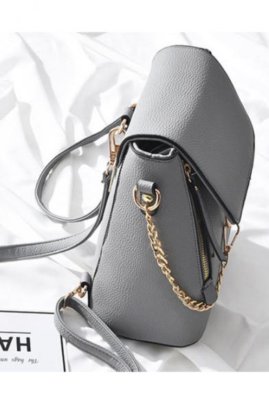 New Trendy Plain Metal Ring Chain Zipper Embellishment Convertible Shoulder Bag Backpack 22*11.5*23