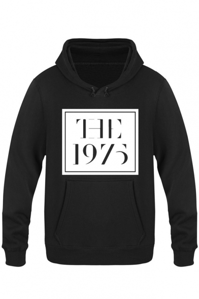 Rock Style Square Letter The 1975 Printed Classic Fit Pullover Hoodie