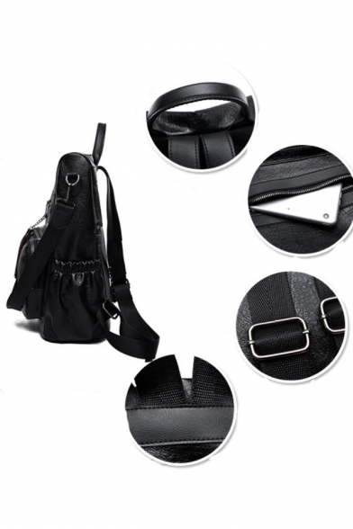 Stylish Large Capacity Plain Soft Leather Casual Shoulder Bag Backpack 29*12*35 CM