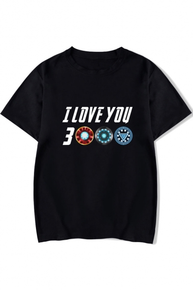 Summer Funny Letter I Love You 3000 Basic Short Sleeve Round Neck Relaxed T-Shirt