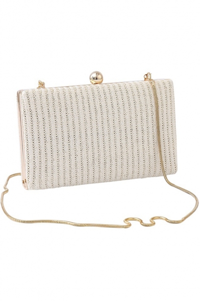 Trendy Solid Color White Crossbody Clutch with Chain Strap 19.8*4.5*12 CM
