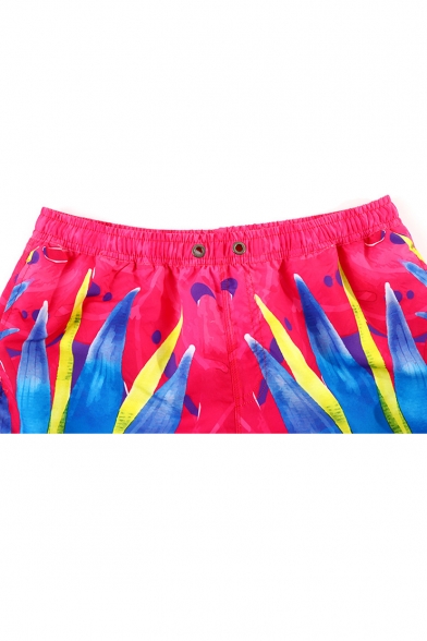 Cool Colorful Ombre Color Guys Beach Red Swim Trunks with Liner