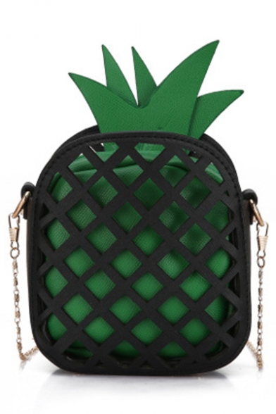 Cute Creative Pineapple Shape Color Block Crossbody Sling Bag 14*7*16 CM