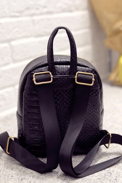 Fashion Crocodile Skin Pattern Soft Leather Casual Backpack 19*9*21 CM