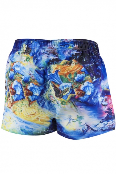New Stylish Magic Figure Galaxy Printed Blue Beach Shorts Swim Trunks for Men