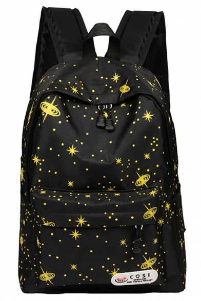 Trendy Polka Dot Galaxy Printed Backpack School Casual Bag with Zippers 29*13*41 CM