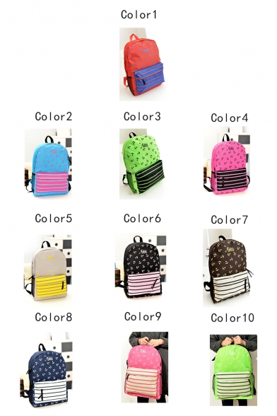 Fashion Striped Letter Printed School Backpack