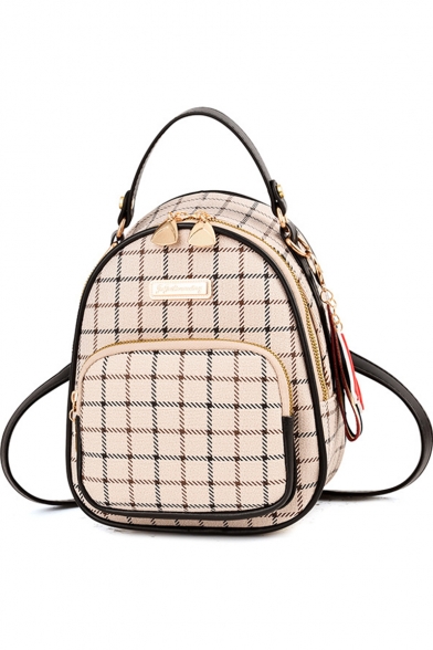 Fashion Plaid Pattern Small PU Backpack 19*14*24 CM