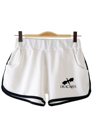 New Fashion Dragon Dracarys Printed Contrast Trim Sport Dolphin Shorts for Women