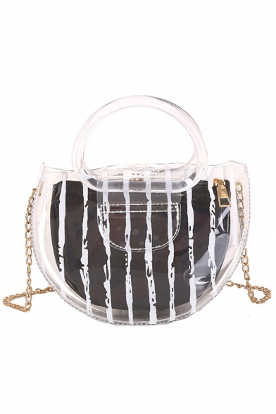 New Fashion Stripe Painted Transparent Crossbody Satchel Bag 19*7*14 CM