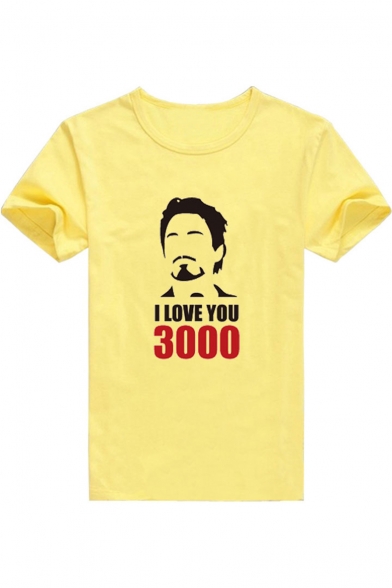Popular Figure Letter I Love You 3000 Printed Unisex Cotton T-Shirt