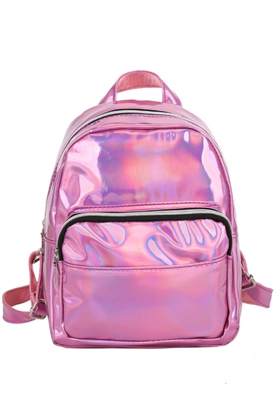 Simple Fashion Women's Laser Glossy Bags Zipper School Backpack 21*10*25 CM