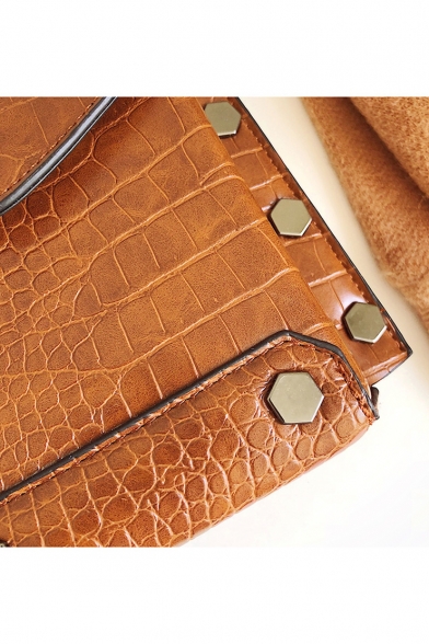 Designer Crocodile Pattern Rivet Embellishment Crossbody Phone Bag 18*9*16 CM