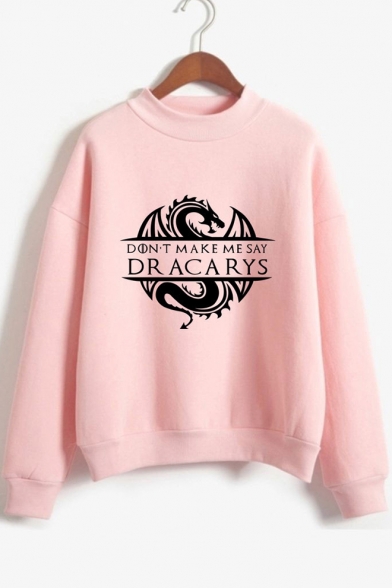 Popular Dragon Dracarys Printed Crew Neck Long Sleeve Pullover Sweatshirt
