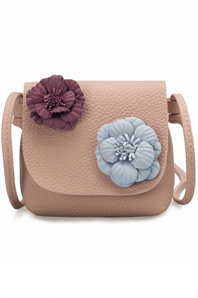 Trendy Flower Decoration Mini Crossbody Handbag for Girls 14*2*10 CM