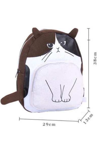 Cute Cartoon Cat Printed Canvas School Bag Backpack for Junior 29*13*38 CM