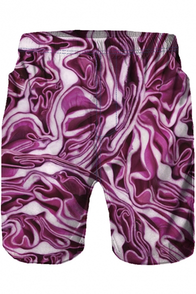 Funny Creative Onion Printed Men's Casual Loose Swim Trunks in Purple