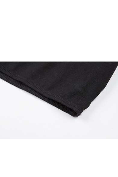 Girls Summer Streetwear Cool Dragon Printed Square Neck Short Sleeve Slim Fit Black Cropped Tee