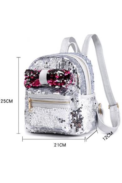 New Stylish Plain Bow-knot Embellishment Sequined Backpack 21*12*25 CM