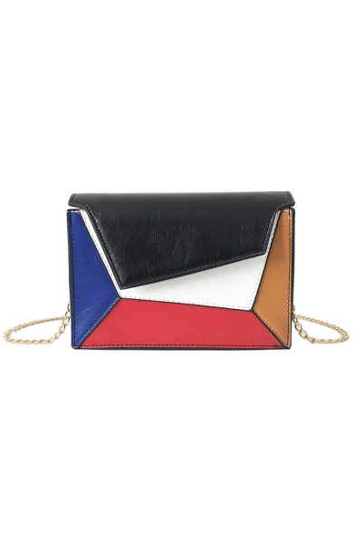Popular Asymmetrical Multicolor Color Block Patched Crossbody Handbag 20*6*15 CM