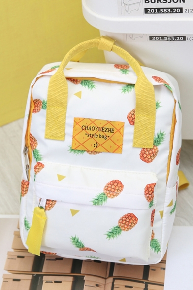 Popular Pineapple Printed Letter Patched School Bag Satchel Backpack 31*19*37 CM