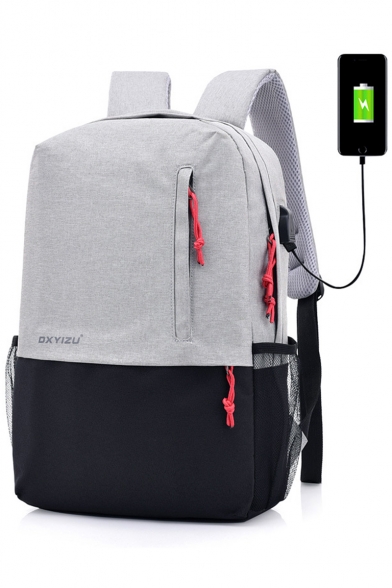 Professional Color Block Creative USB Charging Traveling Backpack 28*12*45 CM