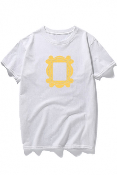 Simple Fashion Pattern Short Sleeve Round Neck Basic Casual T-Shirt