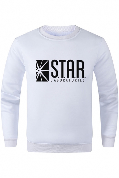 STAR LABORATORIES Print Crewneck Long Sleeve Pullover Sweatshirt