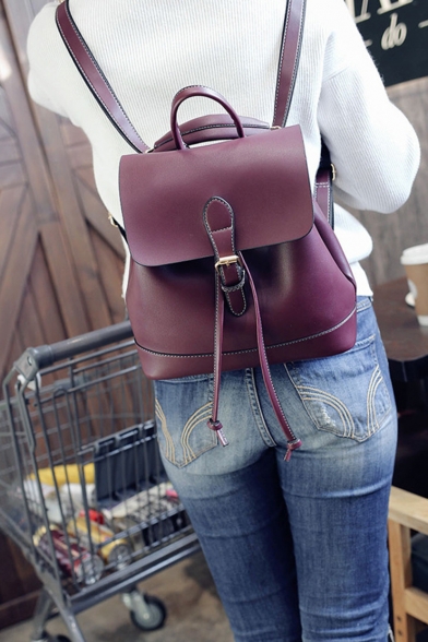 Stylish Retro Plain PU leather Sling Backpack