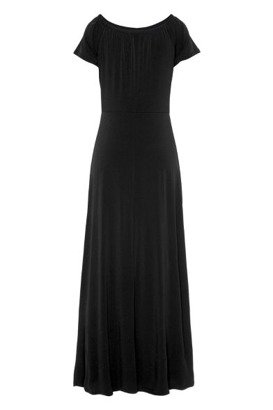 short sleeve black maxi dress