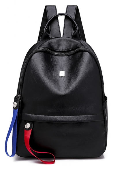 Unisex New Trend Plain PU Leather Leisure Backpack 26*12*33 CM