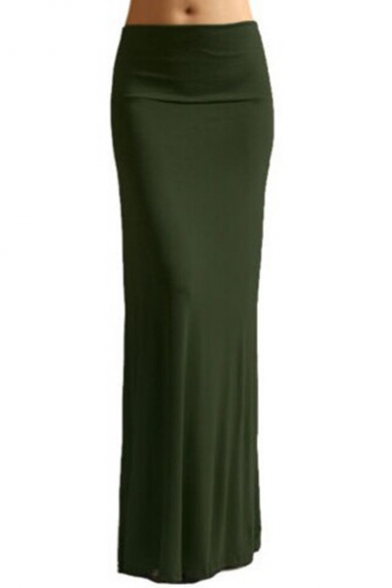 Women's New Stylish Simple Solid Color Maxi Bodycon Fishtail Skirt
