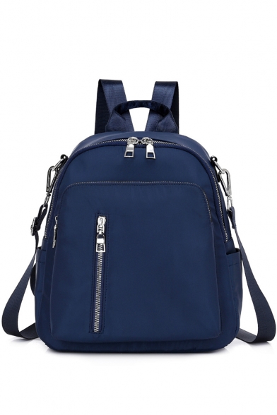 Fashion Solid Color Zipper Front Water Resistant Oxford Cloth Leisure Small Backpack 26*14*30 CM