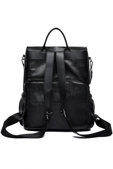 Stylish Large Capacity Plain Soft Leather Casual Shoulder Bag Backpack 29*12*35 CM