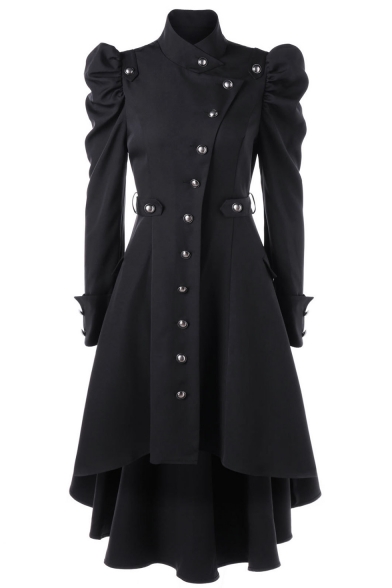 Womens Fashion Stand Collar Vintage Steampunk Long Coat Gothic Overcoat Ladies Winter Retro Jacket Outwear