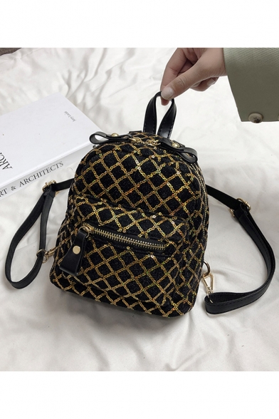 Chic Rhombic Sequined Mini Shoulder Bag Backpack 29*11*20 CM