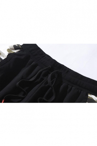 Cool Camo Printed Black Drawstring Waist Cotton Casual Sport Joggers SweatPants Cargo Pants