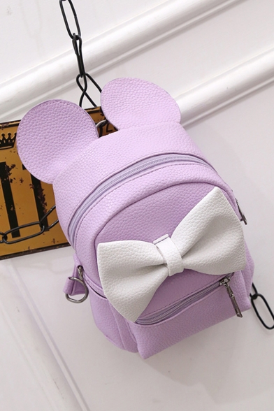 Cute Mickey Mouse Ear Patched Bow-knot Decoration School Bag Backpack for Girls 15.5*9.5*23 CM