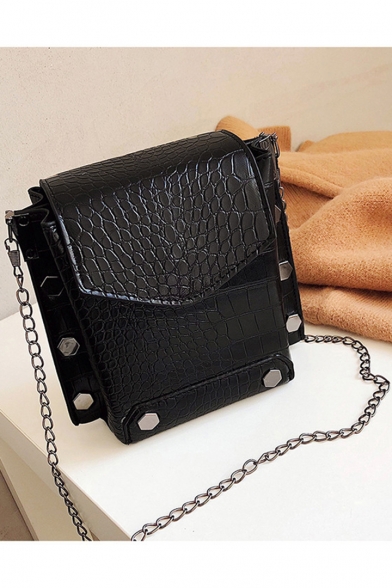Designer Crocodile Pattern Rivet Embellishment Crossbody Phone Bag 18*9*16 CM