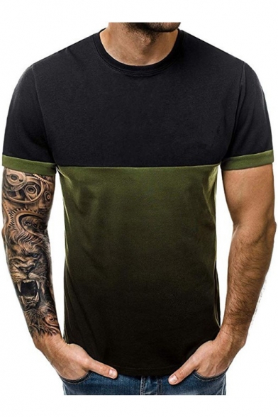Macondoo Mens Color Block Short Sleeve Crewneck Summer Tops Tees T-Shirts 