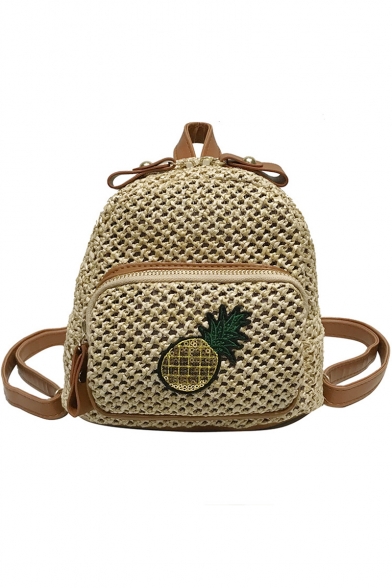 New Fashion Pineapple Pattern Straw Weaved Mini Crossbody Bag Backpack 20*12*18 CM