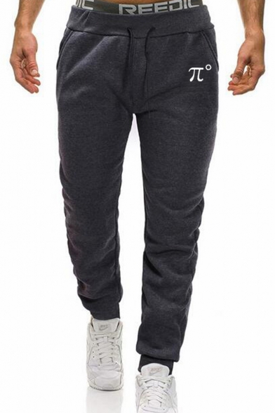 Simple Number π Print Guys Casual Cotton Sport Loose Joggers Sweatpants