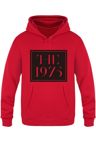Trendy Rock Style Square Letter THE 1975 Printed Long Sleeve Pullover Hoodie