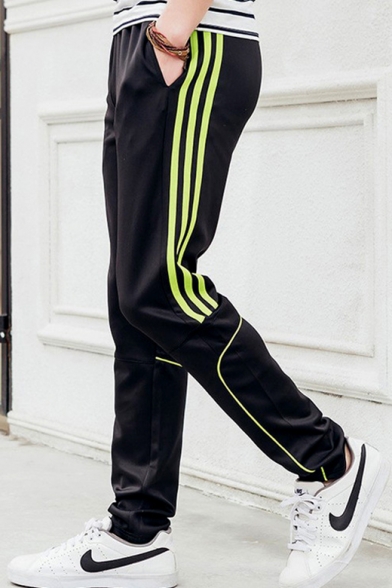 Fashion Stripe Side Drawstring Waist Casual Sport Track Pants for Men