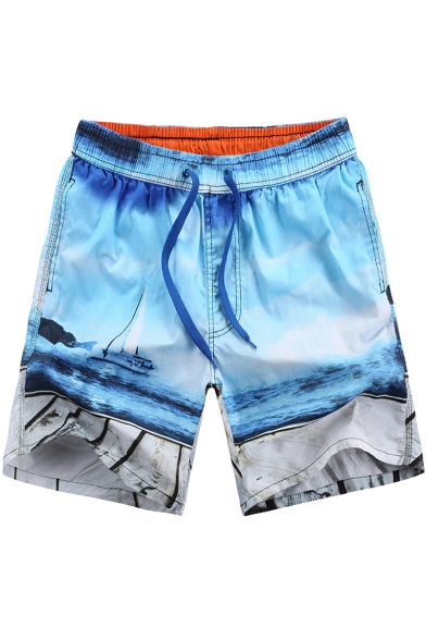 Men's Summer Fashion Printed Holiday Surfing Beach Shorts Swim Trunks with Pockets