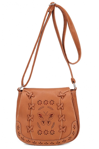 Popular Floral Hollow Out Design Crisscross Crossbody Saddle Bag 20*9*18 CM