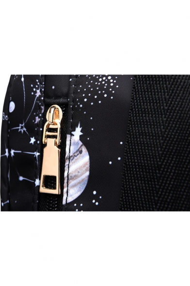 Popular Starry Sky Polka Dot Galaxy Planet Printed Oxford Cloth Leisure Backpack 29*16*35 CM